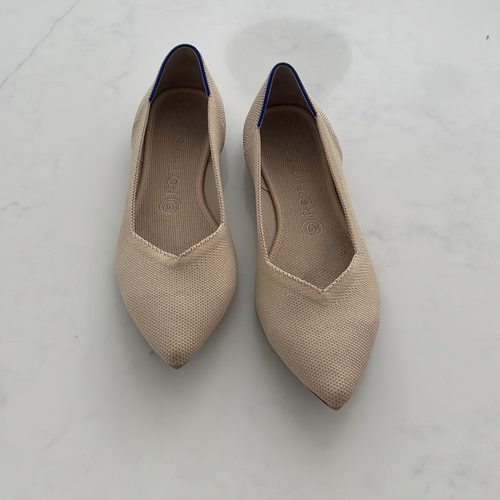 Beige Pointed Toe Flats